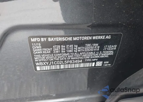 2020 BMW X2 xDrive28I z USA, uszkodzony, nr VIN WBXYJ1C02L5P83494